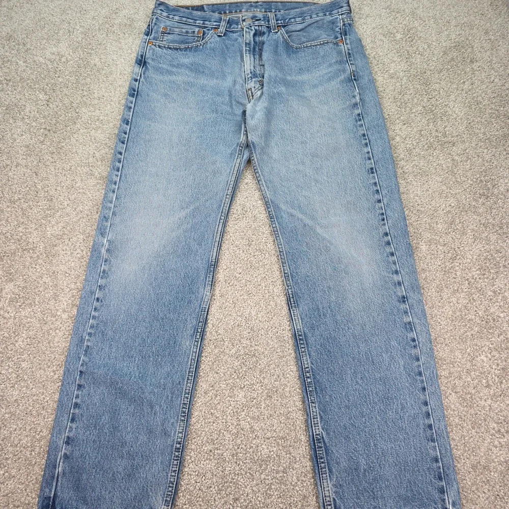 Levis 505 Regular Fit Straight Leg Jeans Light Wash Distressed Mens 36x32